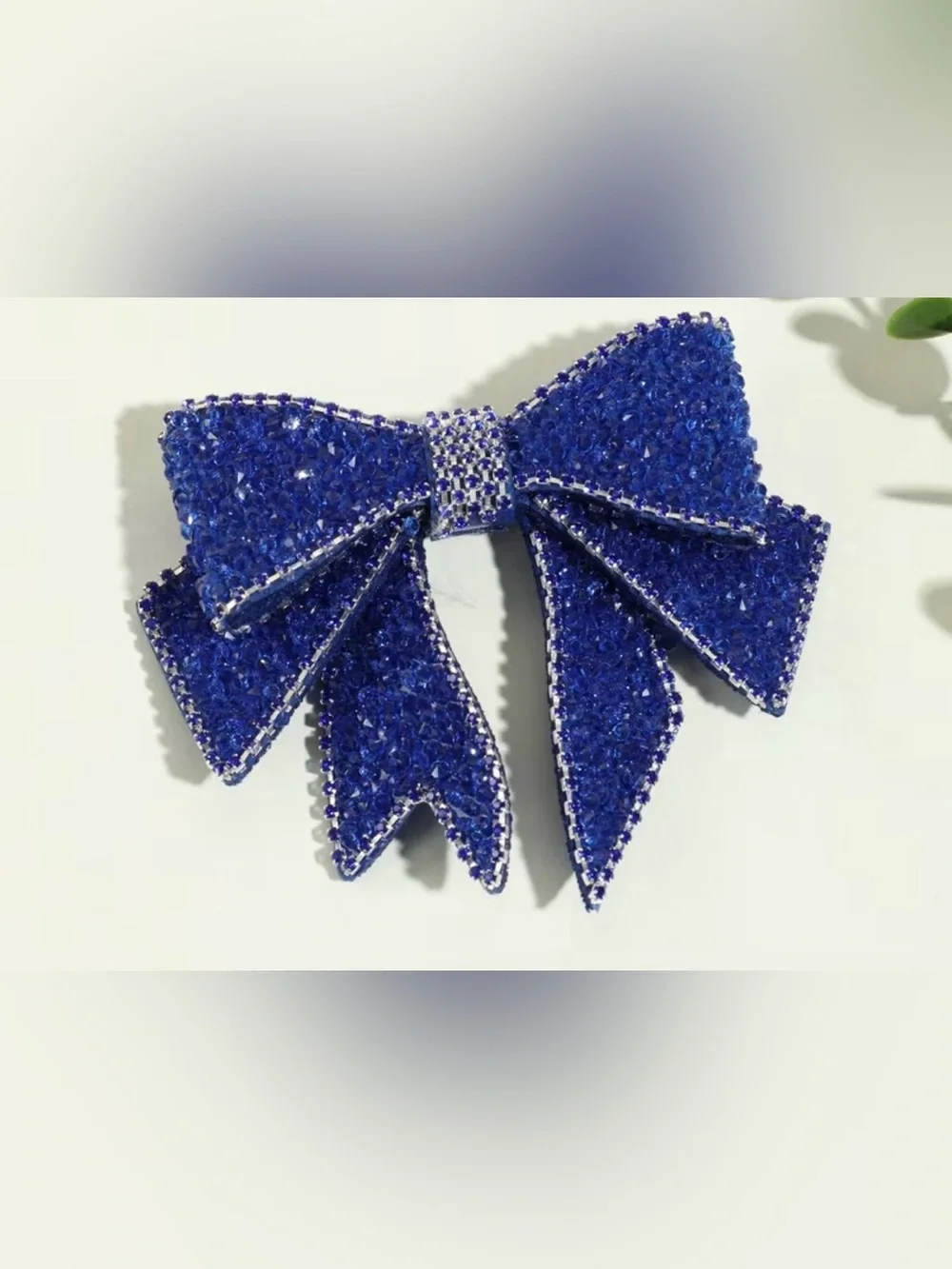 Crystal Bow Hair Clip - Black Rhinestone Accent